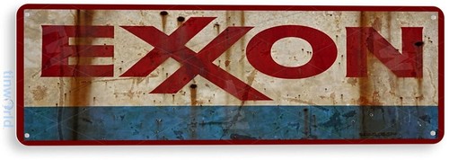 Tin sign exxon gas oil - exxon,,